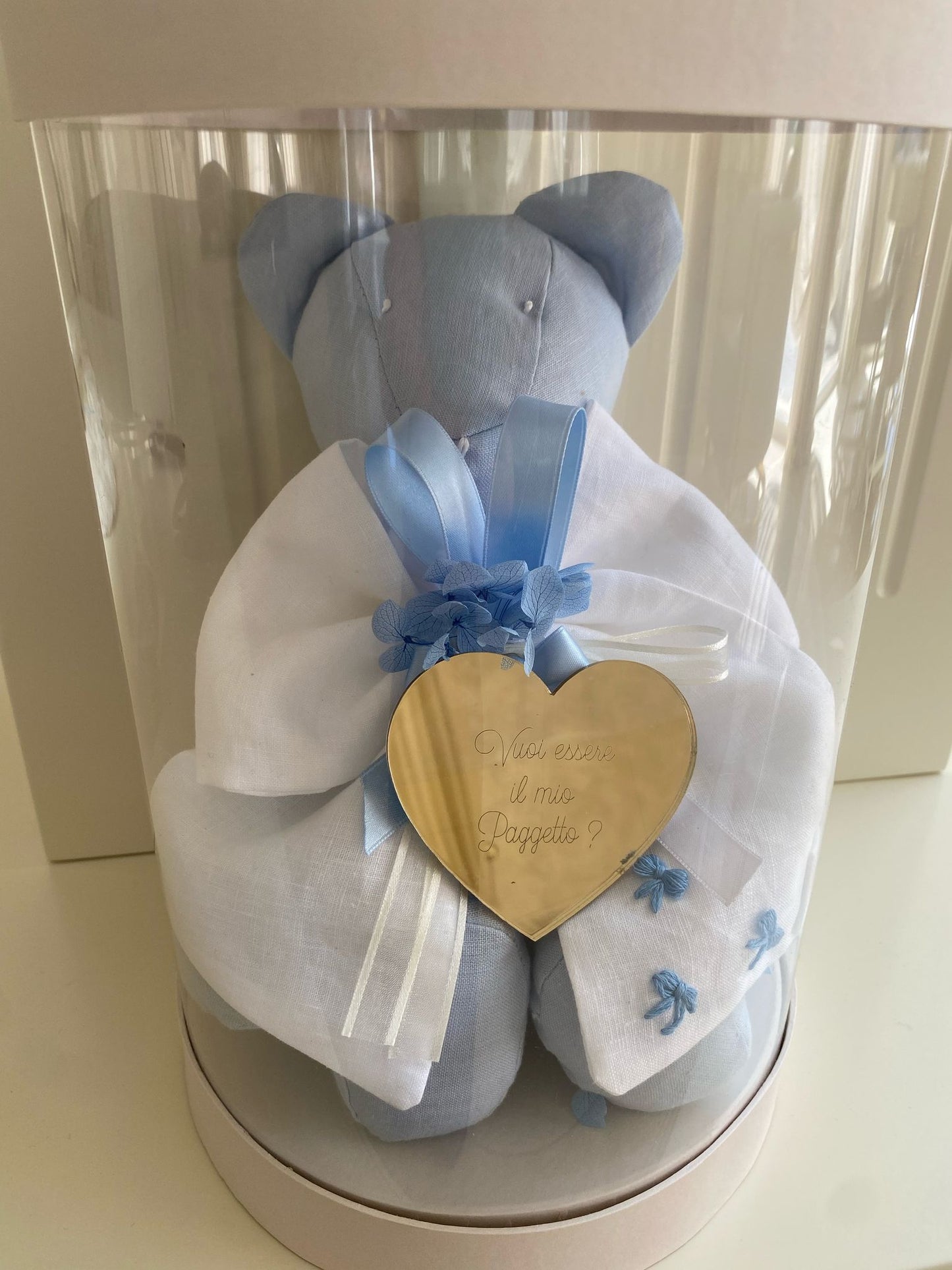Orsetto in lino 30 cm – “Vuoi essere il mio Paggetto?
